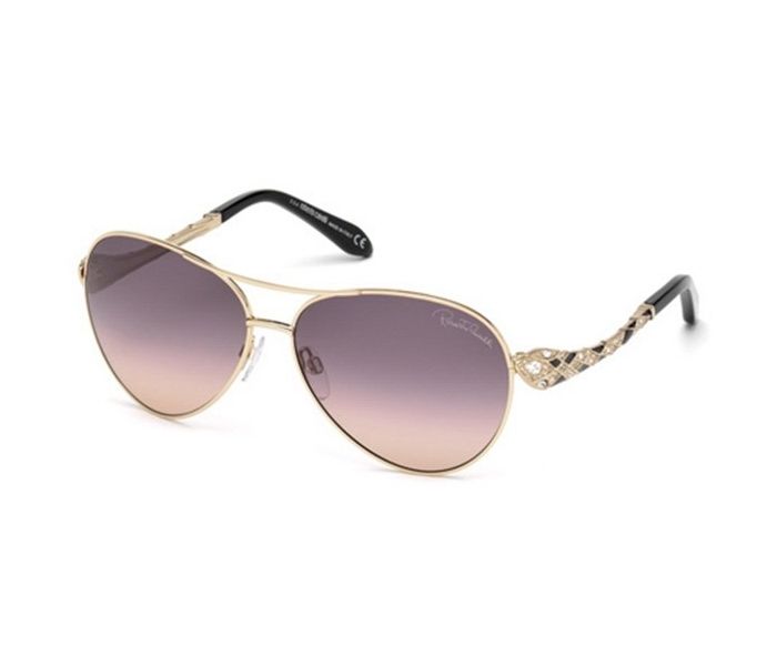 Roberto Cavalli 920S-A 28B Aviator Pale Gold, Black Frame & Brown Gradient Mirrored Sunglasses for Women - Zoom Image 3