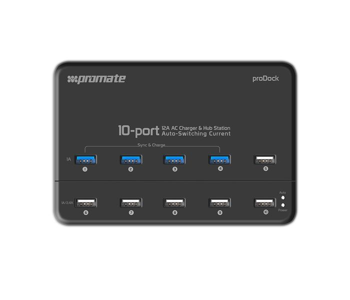 Promate ProDock.UK 12000mAh Heavy Duty Sync and Charge USB PowerStation, Black - Zoom Image 5