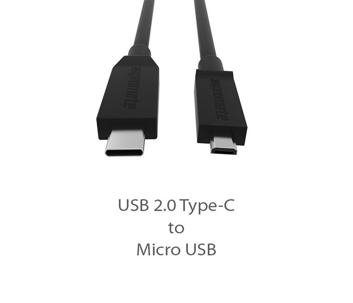 Promate UniLink-CMU Type C to Micro USB Sync and Charging Cable for Type-C Devices - Black - Zoom Image 1