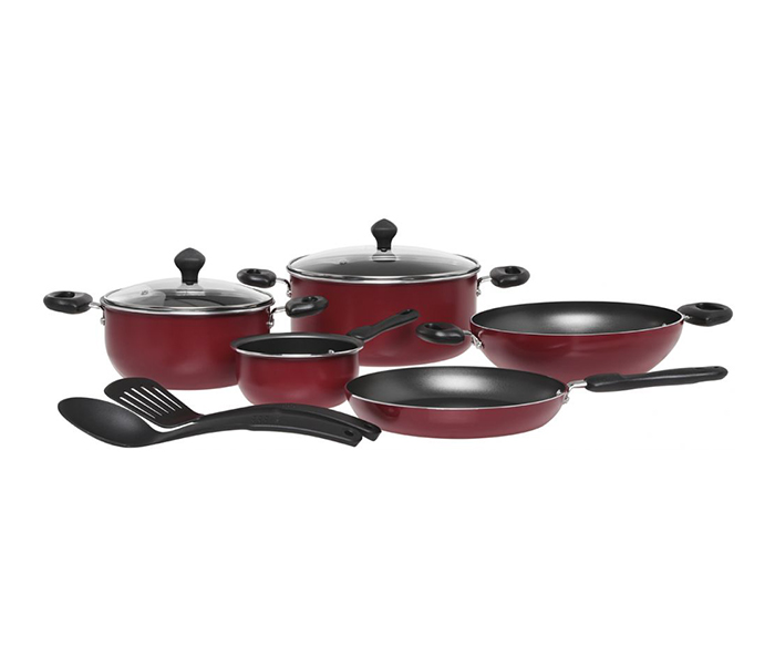 Prestige PR21569 9 Pieces Aluminum Non-Stick Cookware Set, Red - Zoom Image 1