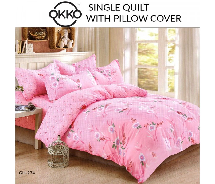 OKKO OK33849 Single Quilt with Pillow Cover Light Pink - Zoom Image 2