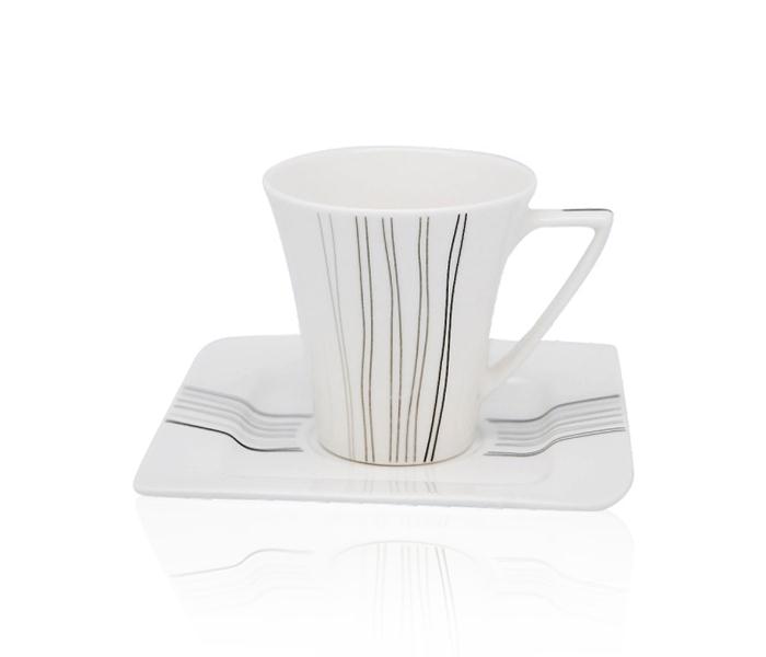 Royalford RF4309 Bone China Porcelain Cup & Saucer - 6 Pieces - Zoom Image