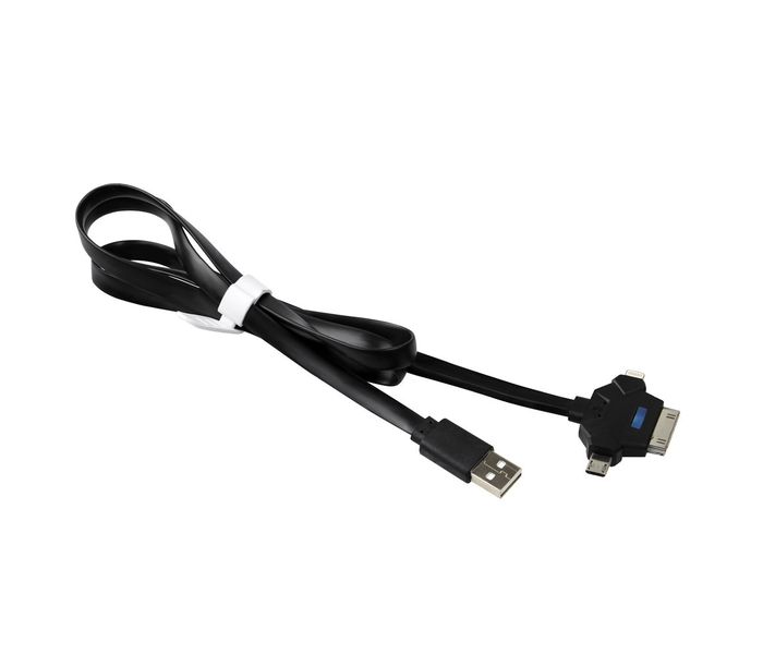 Promate UniCable-2 3-in-1 Multi Connector Flat Sync Charge Cable - Black - Zoom Image 3