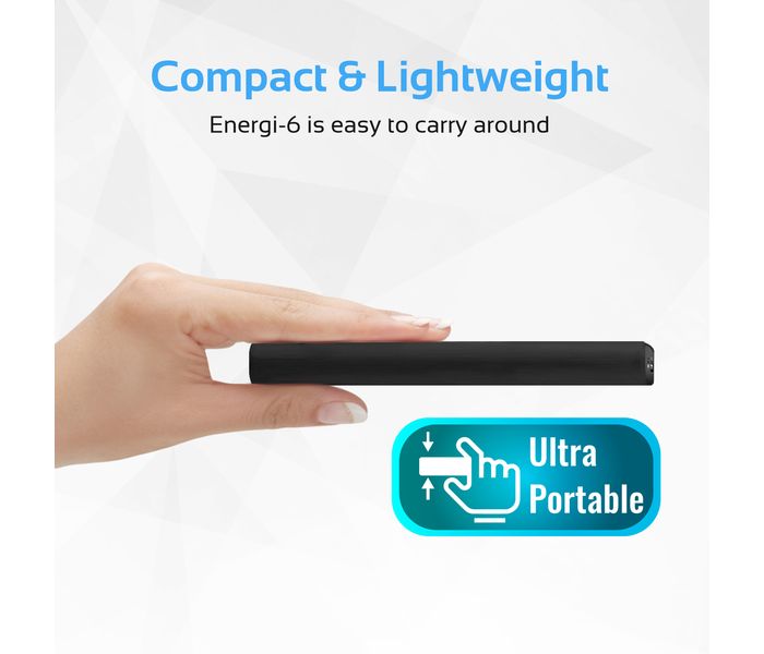 Promate Energi-6 6000 mAh Ultra Compact Portable Power Bank with 2.1A USB Port, Black - Zoom Image 3