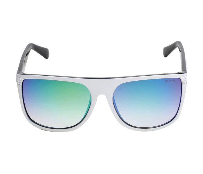 Guess GU 6837 21X Trapezoid White Frame & Mirror Green Mirrored Sunglasses for Men - Zoom Image 3