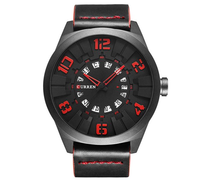 Curren 8258 Casual Quartz Watch For Men Black And Red - Zoom Image 4