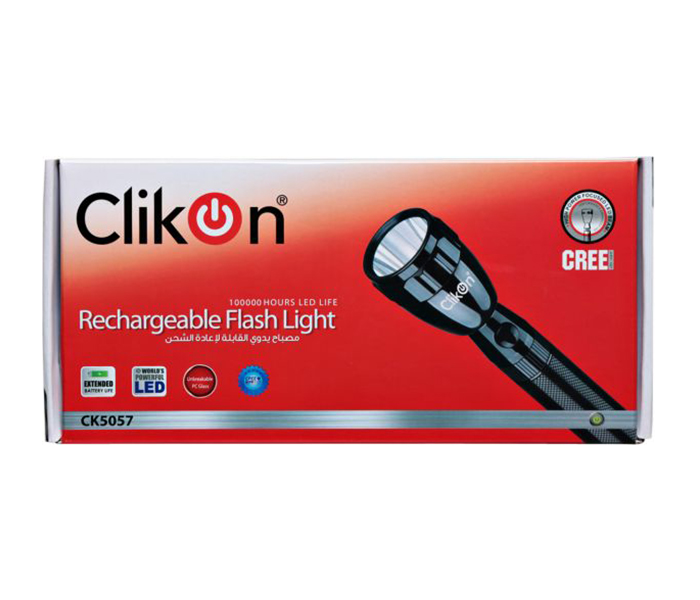 Clikon CK5057 Rechargeable Flash Light - Black - Zoom Image 3