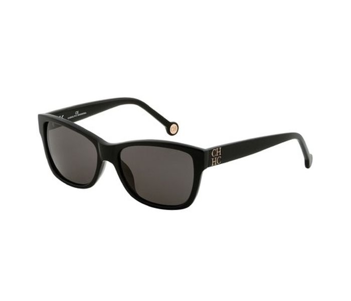 Carolina Herrera SHE547 0700 Oval Black Frame & Black Mirrored Sunglasses for Women - Zoom Image