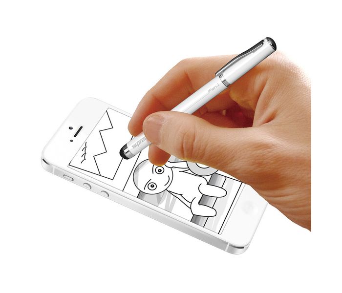 Promate iPen1 Multi-Function Stylus Pen with Ballpoint for all Touch Screen Devices - White - Zoom Image 3