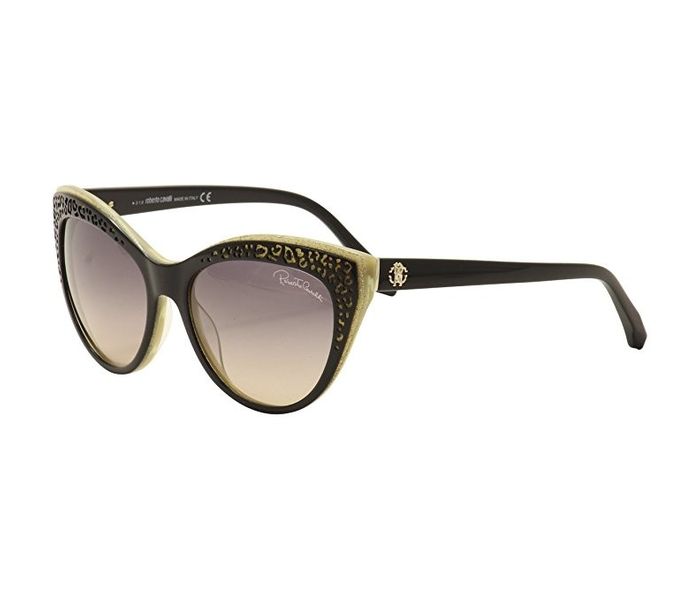 Roberto Cavalli 982S Cat Eye Havana & Beige with Gold Glitter Frame and Brown Gradient Mirrored Sunglasses for Women - Zoom Image 3