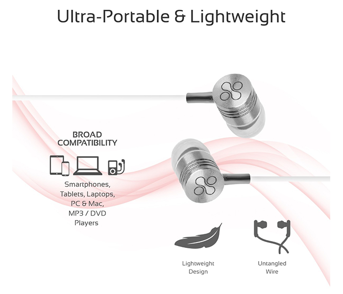 Promate Meta Universal In Ear Noise Isolation Stereo Earphone - White - Zoom Image 3