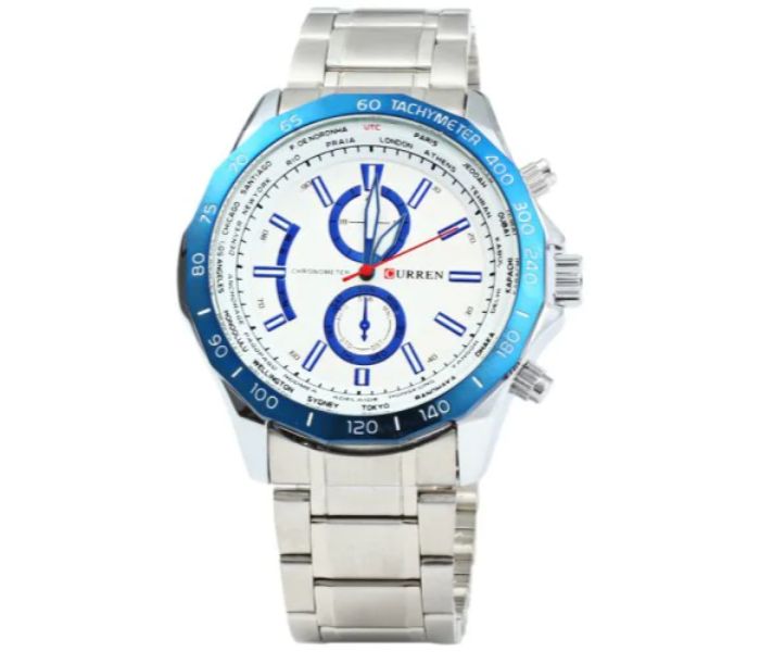 Curren 8186 Stainless Steel Analog Watch For Men Blue And Silver - Zoom Image 2