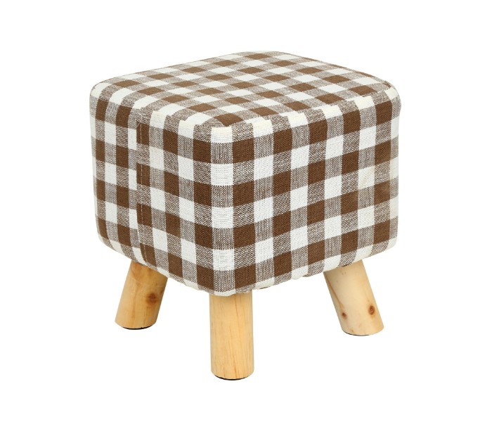 Fabric Round Ottoman Chair Stool (Linen) 31399 Brown - Zoom Image 2