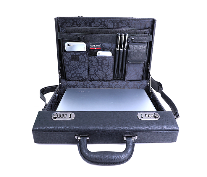 Para John PJSC8904B Gun Color Metal Fitting PVC Suitcase - Black - Zoom Image 2