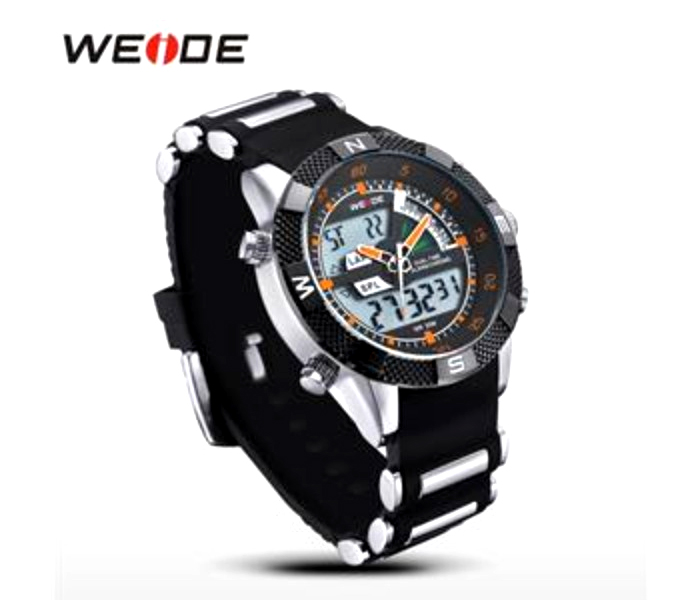 Weide WH 1104PU Mens Digital and Analog Watch Black and Orange - Zoom Image 2