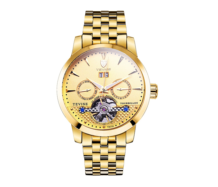 Tevise T803A Skeleton Men's Automatic Watch - Gold - Zoom Image