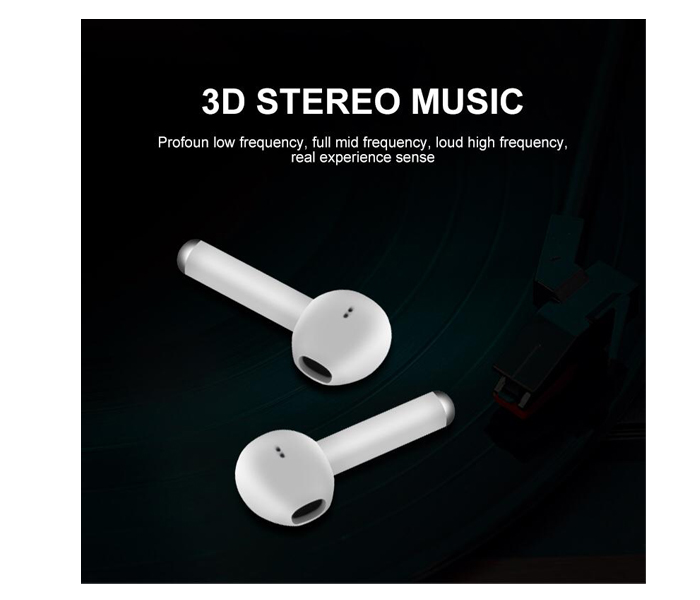 i7 Wireless Bluetooth 2 Pcs Stereo Headset With Power Bank - White - Zoom Image 1