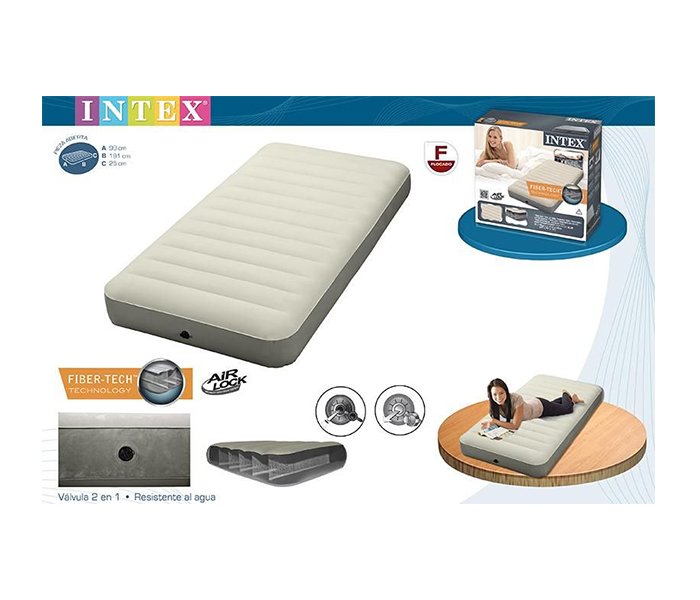 Intex ZX-64702 Inflatable Full Deluxe Single Size Fiber-Tech Airbed - Off White - Zoom Image 2