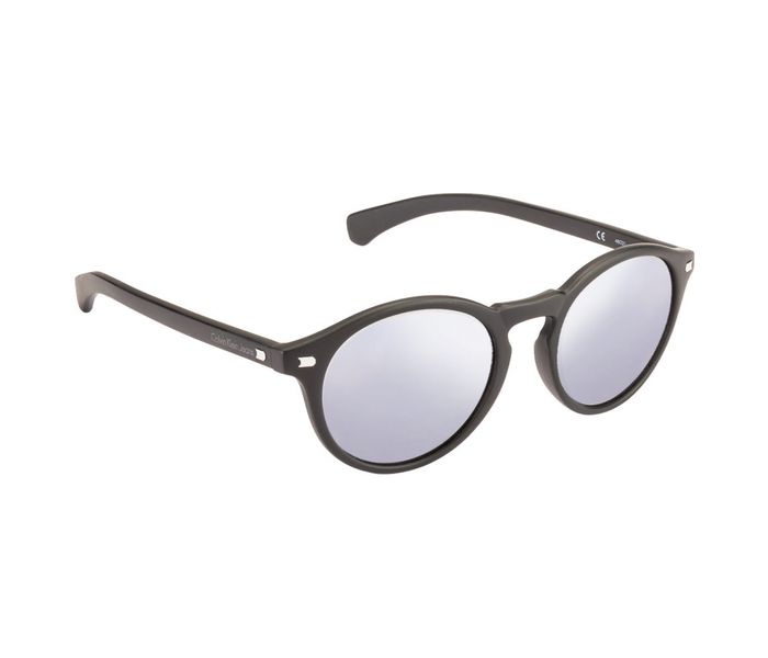 Calvin Klein CKJ747S 002 Round Black Frame & Grey Mirrored Sunglasses for Unisex - Zoom Image 1