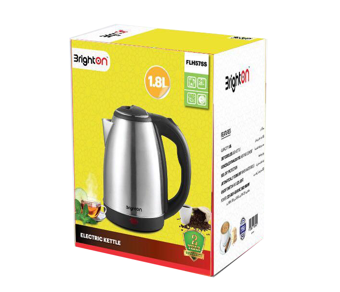 Brighton FLH57SS 1.8 Litre Stainless Steel Electric Kettle - Silver - Zoom Image 2