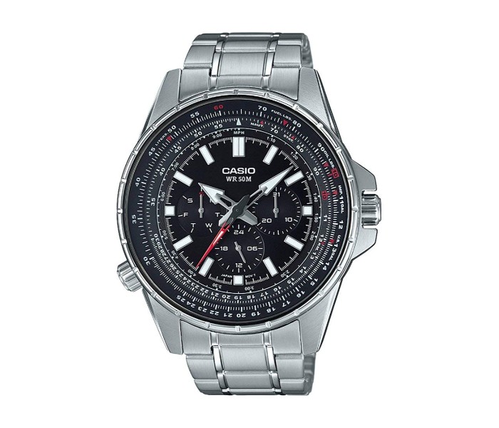 Casio MTP-SW320D-1AVDF Mens Analog Watch Black and Silver - Zoom Image