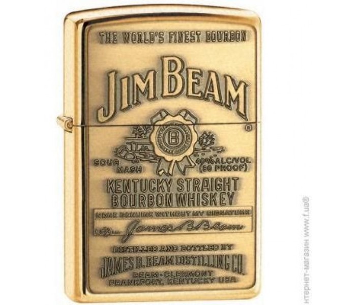 Zippo 254 BJB 929 Jim Beam Emblem Lighter Gold - Zoom Image