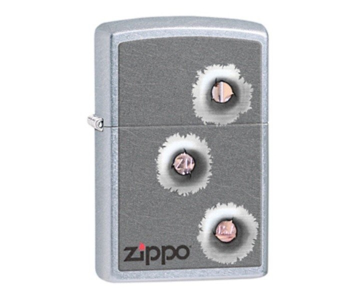 Zippo 28870 Bullet Holes Lighter Premium Silver & Dark Grey - Zoom Image