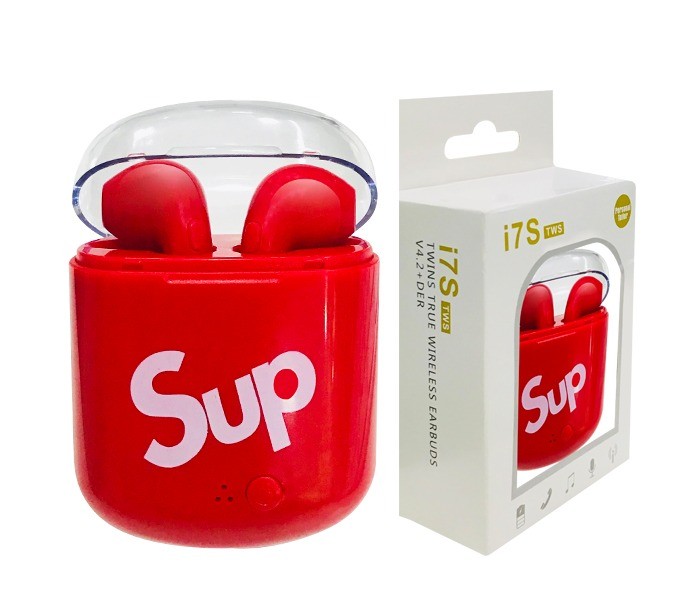 Vicky sup i7s The Ultimate Style And Sound Genuine Quality Bluetooth Headset with Powerbank  Red - Zoom Image 3