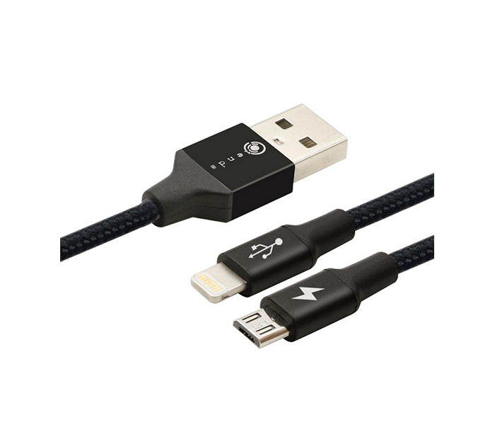 iends IE-CA2474 2-in-1 Fast Charging Braided Lightning Data Cable - Zoom Image 2