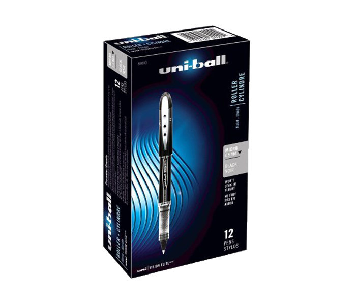 Uni Ball UB-205 Vision Elite Micro Point Rollerball Pens - Black, Pack of 12 - Zoom Image 3