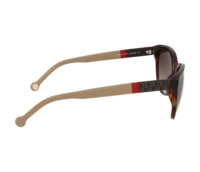 Carolina Herrera SHE572 04AP Oval Yellow & Brown Havana Frame and Brown Mirrored Sunglasses for Women - Zoom Image 3