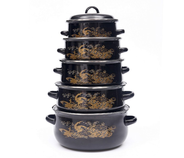 RoyalMark RMCW-9710 Multi-Functional Enamel Casserole Set 10 Piece Black - Zoom Image