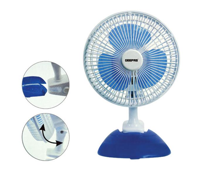 Geepas GF9608 6-inch 2 in 1 2 Speed Table Fan with Clip - White & Blue - Zoom Image 2