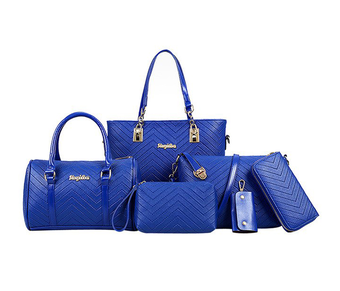 6 Pieces Fashion Strip Handbags Set for Women - Blue - Zoom Image