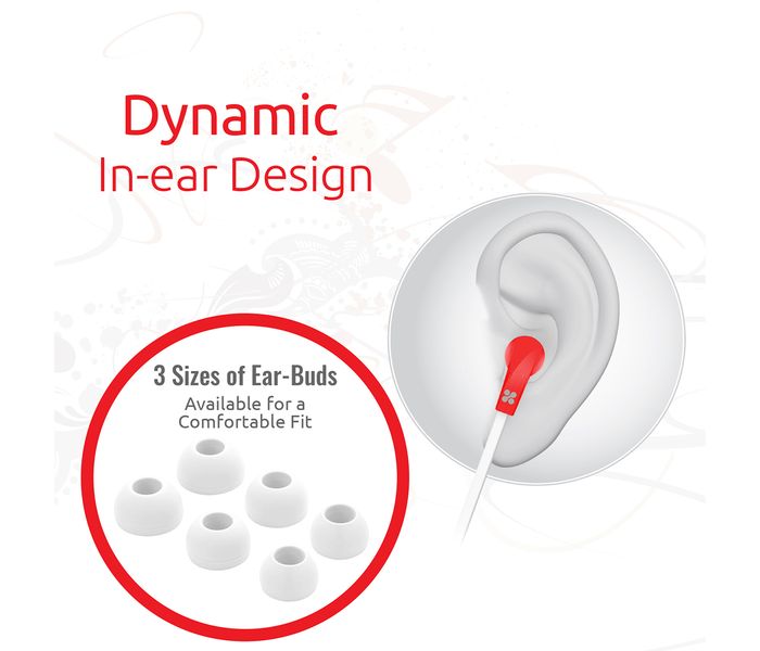 Promate Aurus Ergonomic Comfort Fit Universal Hands Free Stereo Earphone with Built-in Microphone, Red - Zoom Image 2