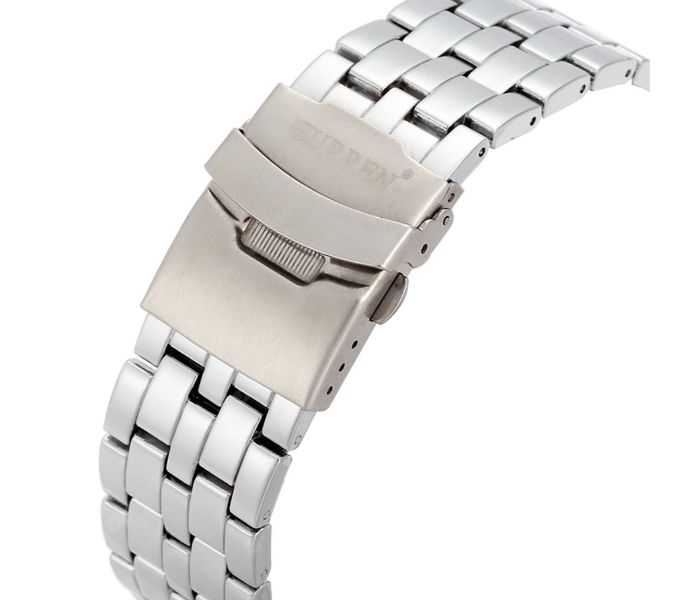 Curren 8044 Stainless Steel Analog Watch For Men Silver And White - Zoom Image 3