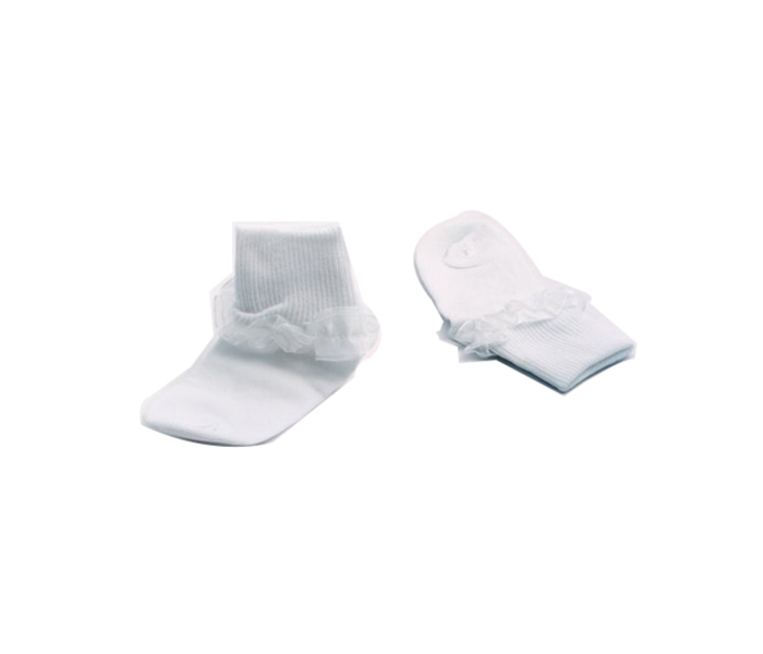 Baby Plus BP6967 0-6M Baby Socks with White Net Lace - White - Zoom Image 2