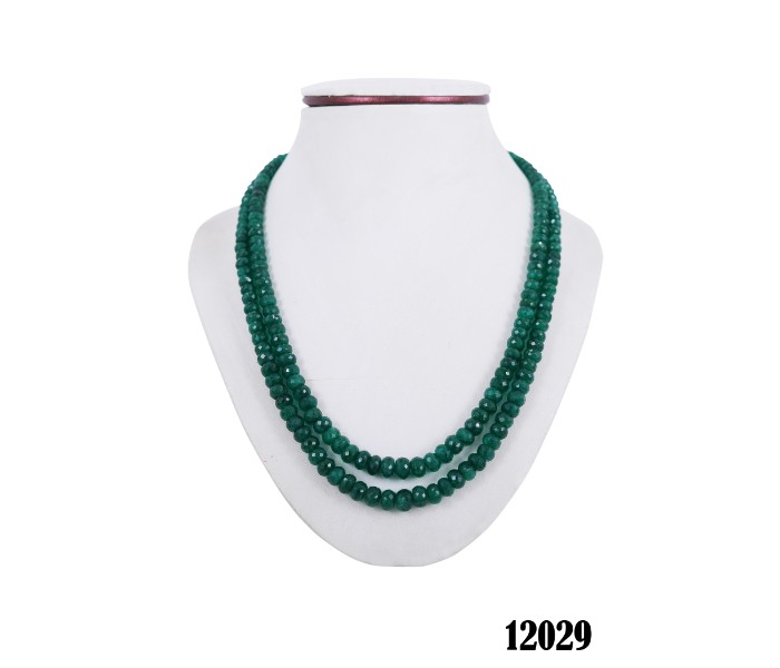 Netra Pearl 12029 2 Line Emerald Necklace Green - Zoom Image