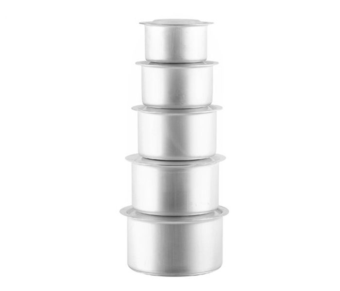 Royalford RF8563 5 Set Aluminium Casserole with Lid, Silver - Zoom Image