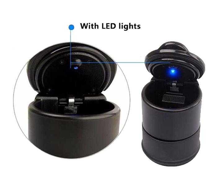 Car Cigarette Ashtray With LED Light - Black - Zoom Image 1