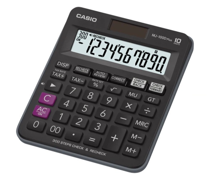 Casio MJ-100D Plus Mini Desk Type Calculator Black - Zoom Image