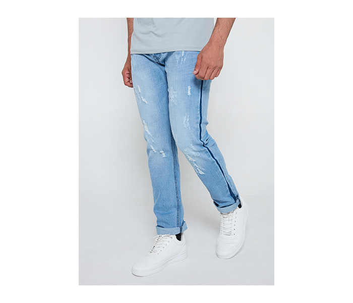 Lynk LY10083 Mid-Rise Slim Fit Distressed Strechable Jeans For Men 32 - Blue - Zoom Image 1