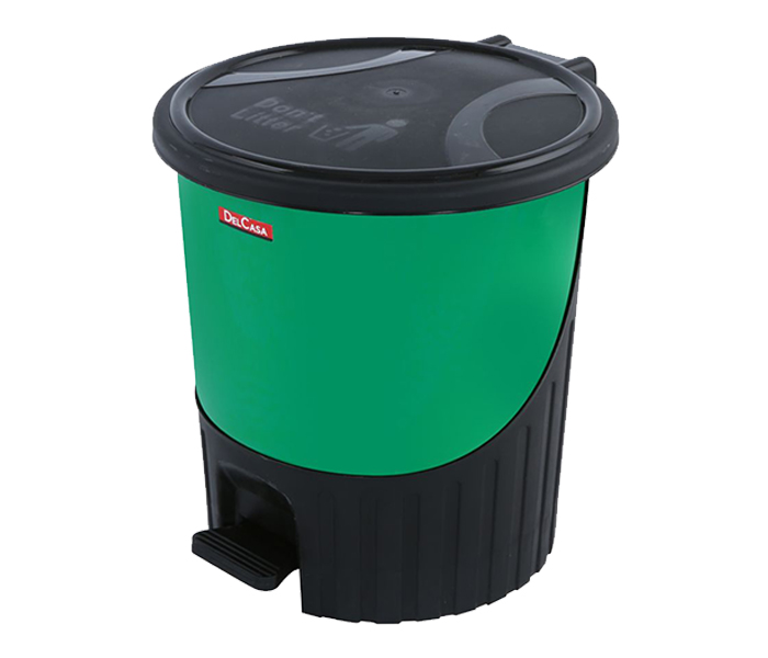 Delcasa DC1496 8.5 Litre Easy Pedal Garbage Bin - Green & Black - Zoom Image