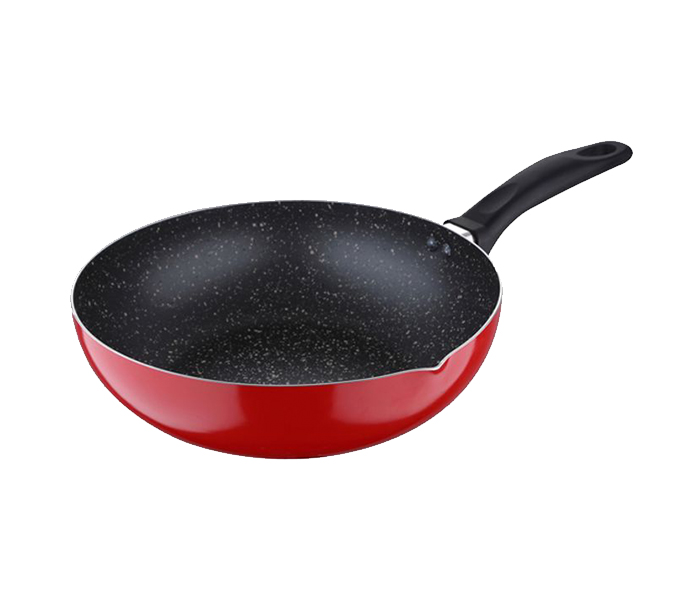 Royalford RF8518 26CM Long Handle Non-Stick Wok Pan - Red - Zoom Image