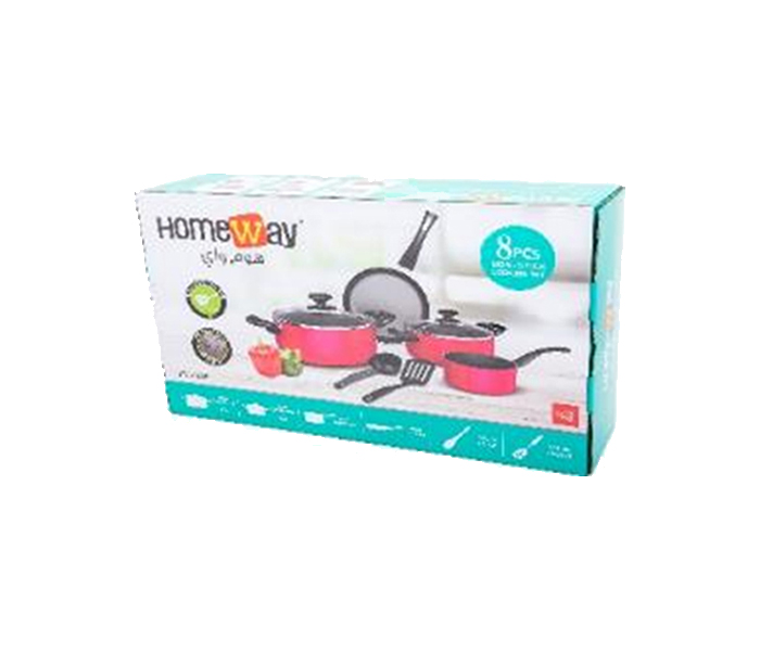 Homeway HW-2600 8 Pieces 3 Layer Non Stick Cooking Set - Red - Zoom Image