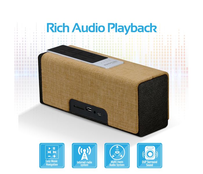 Promate Streambox-L Portable Fabric Wireless Speaker with Internet Radio - Beige - Zoom Image 1