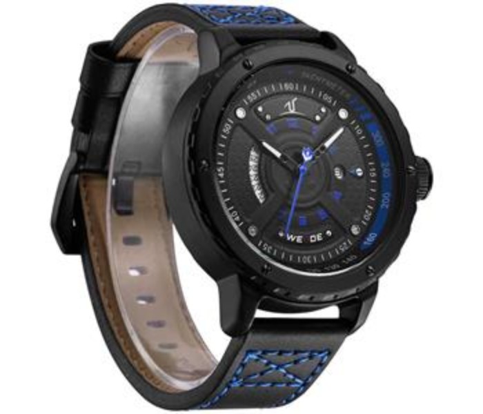 Weide UV 1609LB Mens Analog and Complete Calendar Watch Black and Blue - Zoom Image 2