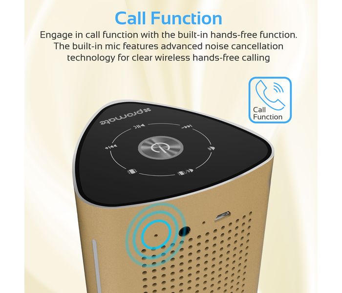 Promate Cyclone Portable Bluetooth Speaker with Touch Control System - Gold - Zoom Image 2