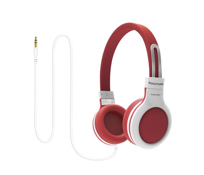 Promate Impulse Kid Friendly On Ear Wired Headset with Noise Cancellation, Red - Zoom Image 6