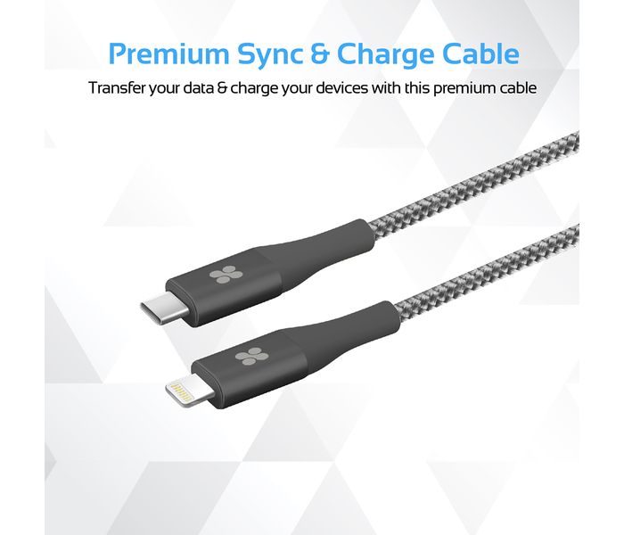 Promate UniLink-LTC2 USB Type-C OTG Cable with Lightning Connector - Grey - Zoom Image 1